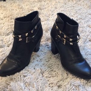Guess, ankle booties with gold studs, size 10